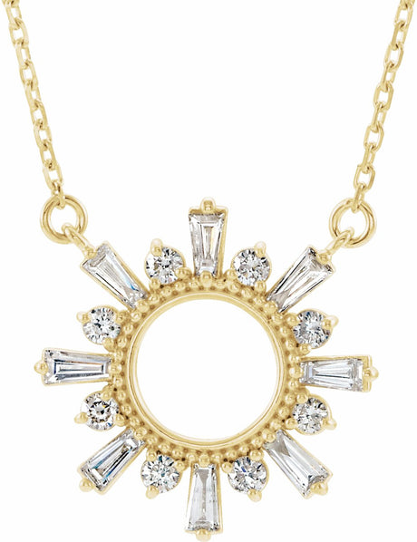 14K Yellow Gold 3/8 CTW Natural Diamond Circle 18" Necklace