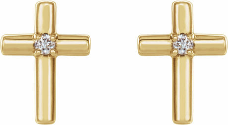 14K Yellow Gold .01 CTW Natural Diamond Cross Earrings 