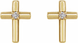 14K Yellow Gold .06 CTW Natural Diamond Cross Earrings