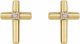 14K Yellow Gold .06 CTW Natural Diamond Cross Earrings