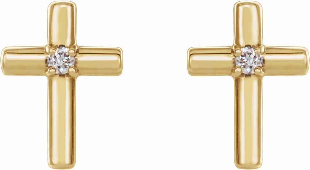 14K Yellow .01 CTW Natural Diamond Cross Earrings