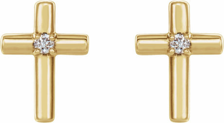 14K Yellow .01 CTW Natural Diamond Cross Earrings