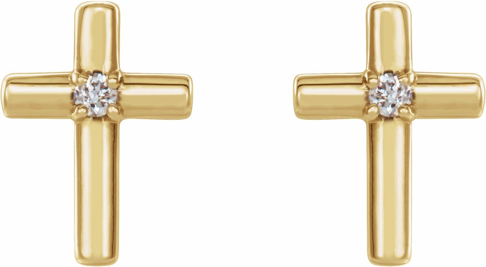 14K Yellow Gold .03 CTW Natural Diamond Cross Earrings