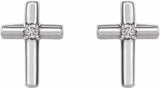 14K White Gold .06 CTW Natural Diamond Cross Earrings 