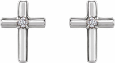 14K White Gold .06 CTW Natural Diamond Cross Earrings 