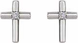 14K White .01 CTW Natural Diamond Cross Earrings