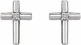 14K White Gold .06 CTW Natural Diamond Cross Earrings