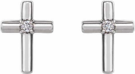 14K White .01 CTW Natural Diamond Cross Earrings