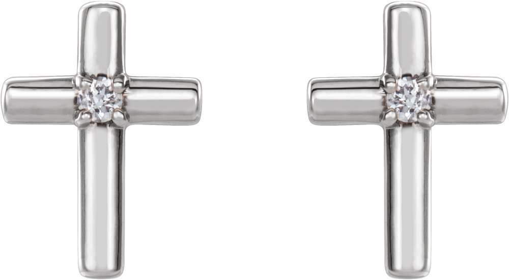 14K White Gold .06 CTW Natural Diamond Cross Earrings 