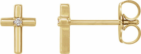 14K Yellow Gold .03 CTW Natural Diamond Cross Earrings
