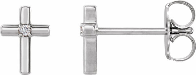 14K White Gold .01 CTW Natural Diamond Cross Earrings 