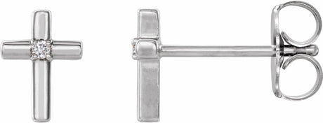 14K White Gold .03 CTW Natural Diamond Cross Earrings 