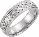 14K White Gold 7 mm Milgrain Celtic-Inspired Band Size 10