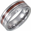 Tungsten 8 mm Imitation Meteorite & Acacia Wood Inlay Comfort-Fit Band Size 9