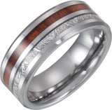 Tungsten 8 mm Imitation Meteorite & Acacia Wood Inlay Comfort-Fit Band Size 9