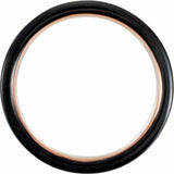 Black & 18K Rose Gold PVD Tungsten 6 mm Grooved Comfort-Fit Band Size 7