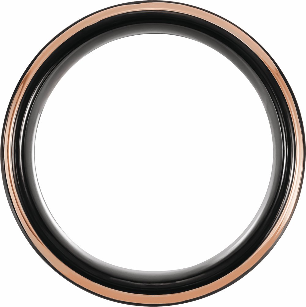 18K Rose Gold PVD and Black PVD Tungsten 8 mm Flat Grooved Band