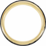 18K Yellow Gold-Plated & Black PVD Tungsten 8 mm Stepped-Edge Grooved Comfort-Fit Band