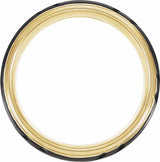 18K Yellow Gold-Plated & Black PVD Tungsten 8 mm Stepped-Edge Grooved Comfort-Fit Band Size 7.5