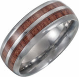 Tungsten 8 mm Rose Wood Inlay Comfort-Fit Band
 Size 8