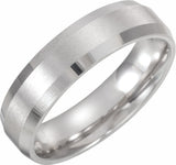 10K White Gold 6 mm Beveled-Edge Band with Satin Finish Size 13