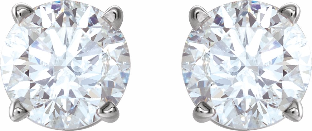 Sterling Silver 7 mm Imitation White Cubic Zirconia Stud Earrings