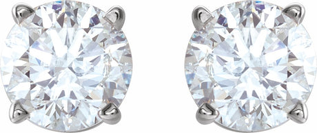 Sterling Silver 7 mm Imitation White Cubic Zirconia Stud Earrings