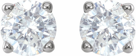 Sterling Silver 4.5 mm Imitation White Cubic Zirconia Stud Earrings