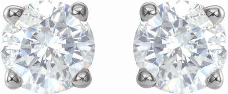 Sterling Silver 4.5 mm Imitation White Cubic Zirconia Earrings
