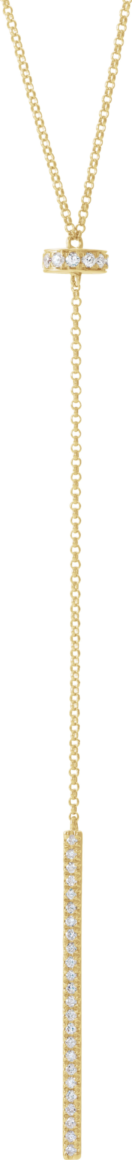 14K Yellow Gold 1/4 CTW Natural Diamond Bar 15-17" Y Necklace