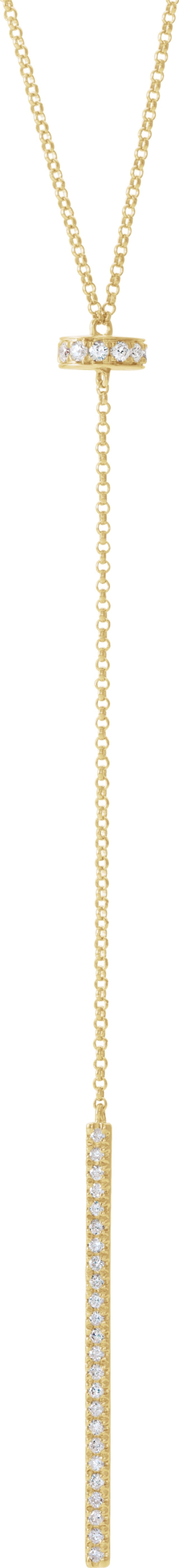 14K Yellow Gold 1/4 CTW Natural Diamond Bar 15-17" Y Necklace