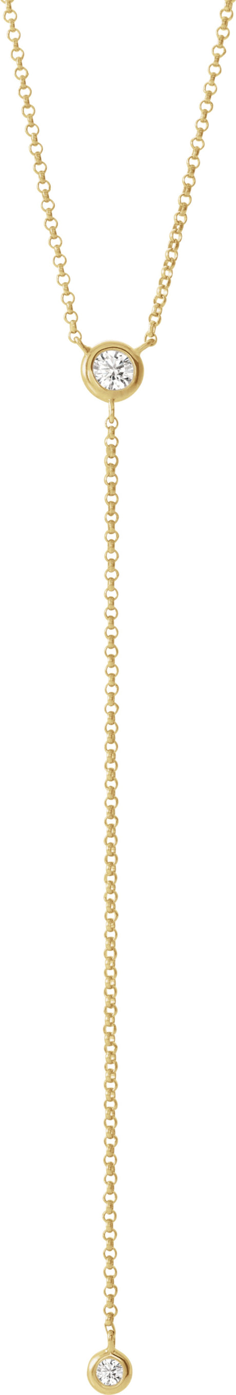 14K Yellow Gold 1/5 CTW Natural Diamond Bar 15-17" Y Necklace