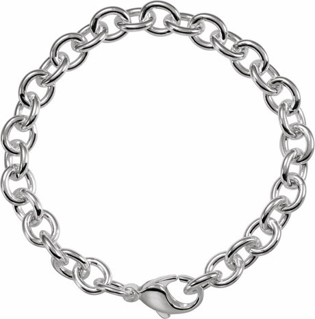 Sterling Silver 7.75 mm Cable 7 1/2" Chain