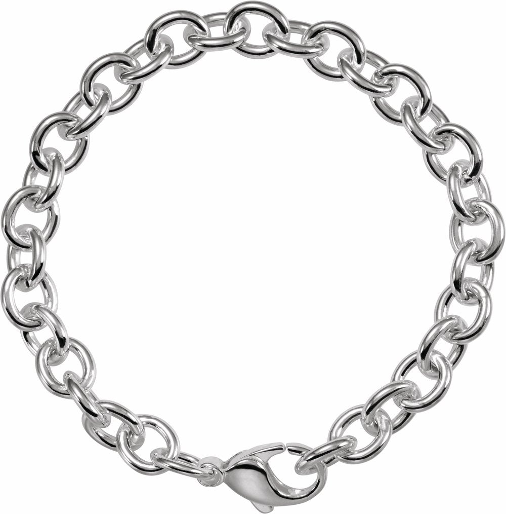 Sterling Silver 7.75 mm Cable 8 1/2" Chain