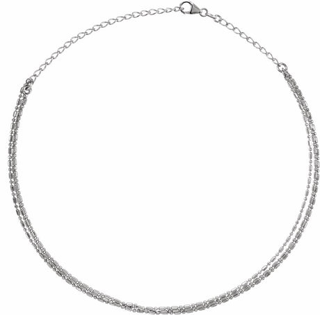 Sterling Silver Adjustable 3-Strand Bead 13-16" Necklace  