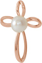 14K Rose Gold Cultured White Freshwater Pearl Cross Pendant