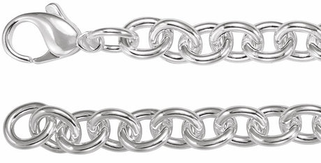 Sterling Silver 7.75 mm Cable 8 1/2" Chain