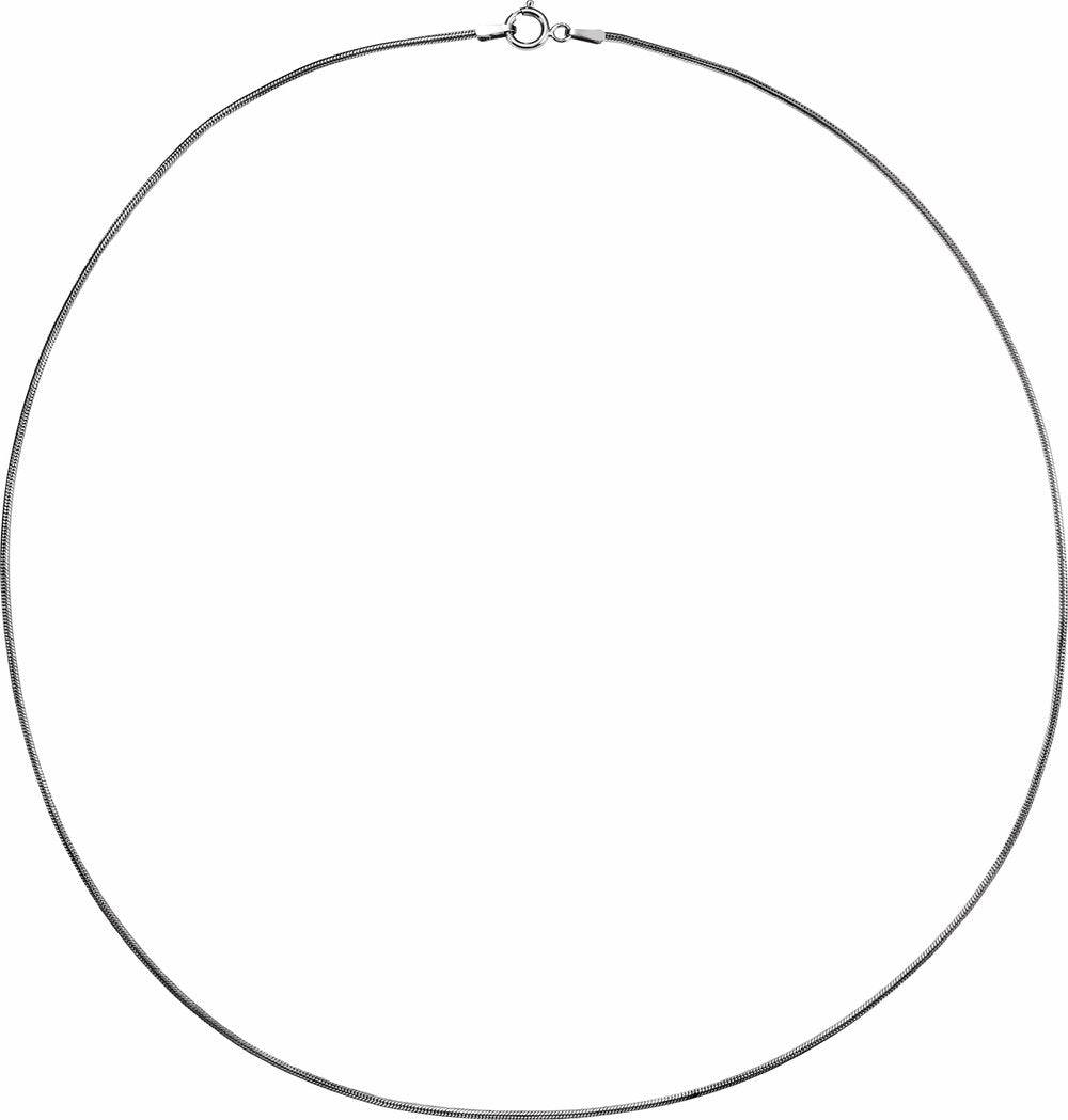14K White Gold 1 mm Snake 18" Chain