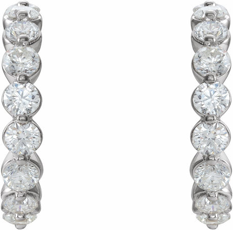 14K White 1 3/8 CTW Lab-Grown Diamond 16.5 mm Hoop Earrings