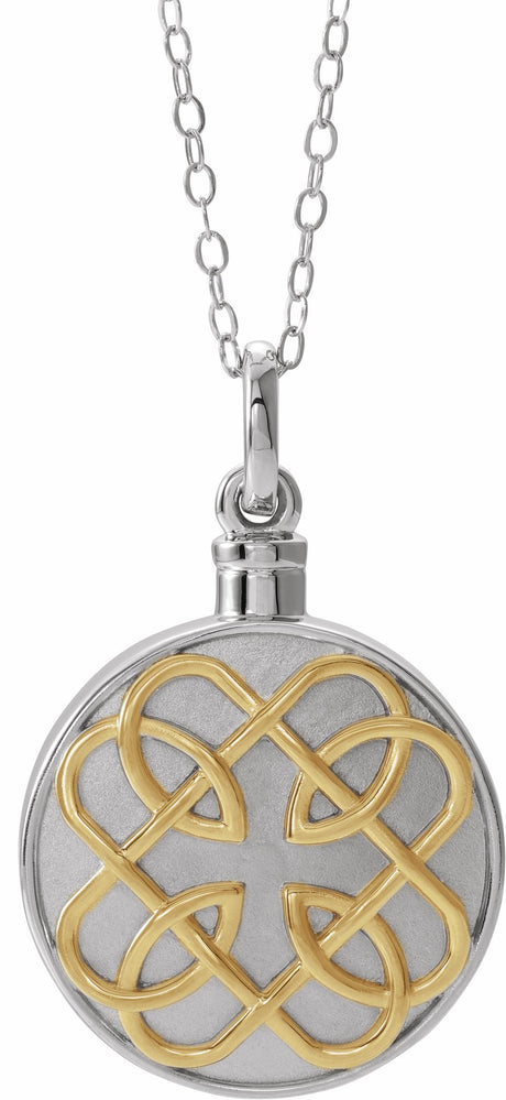 14K Yellow Gold-Plated Sterling Silver Celtic-Inspired Ash Holder 18" Necklace