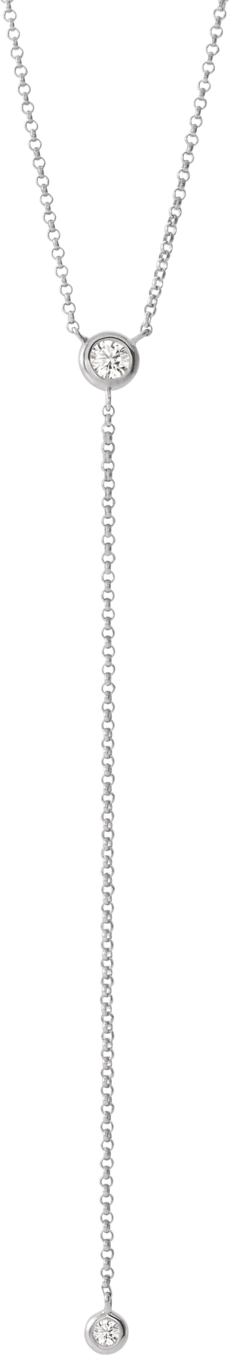14K White Gold 1/5 CTW Natural Diamond Bar 15-17" Y Necklace