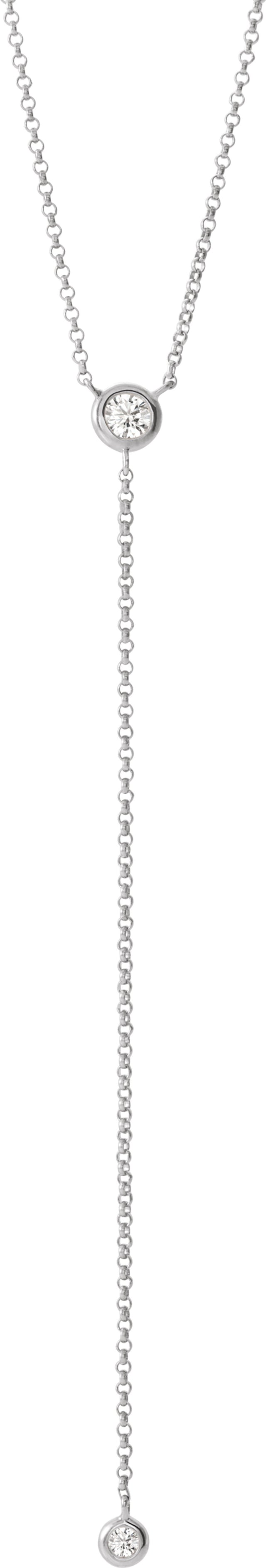 14K White Gold 1/5 CTW Natural Diamond Bar 15-17" Y Necklace