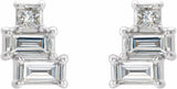 14K White 1/4 CTW Natural Diamond Geometric Cluster Earrings