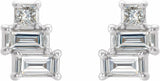 14K White Gold 1/4 CTW Natural Diamond Geometric Cluster Earrings  