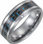 Tungsten 8 mm Band with Black Carbon Fiber Inlay Size 7.5