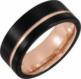 Black & 18K Rose Gold PVD Tungsten 6 mm Band Size 6