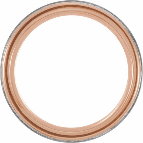 18K Rose Gold PVD Tungsten 8 mm Grooved Comfort-Fit Band Size 7.5