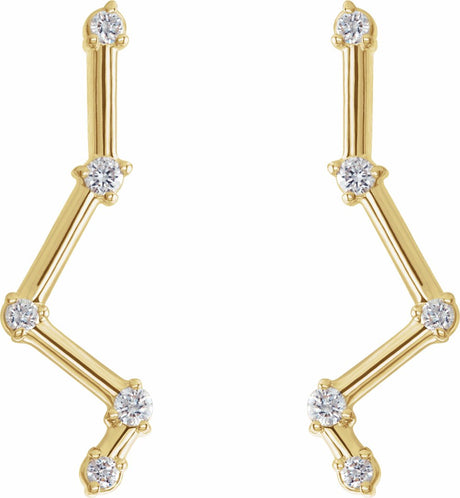 14K Yellow Gold 1/10 CTW Natural Diamond Constellation Ear Climbers