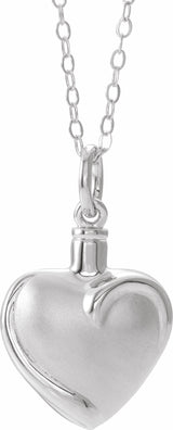 Sterling Silver Heart Ash Holder 18" Necklace