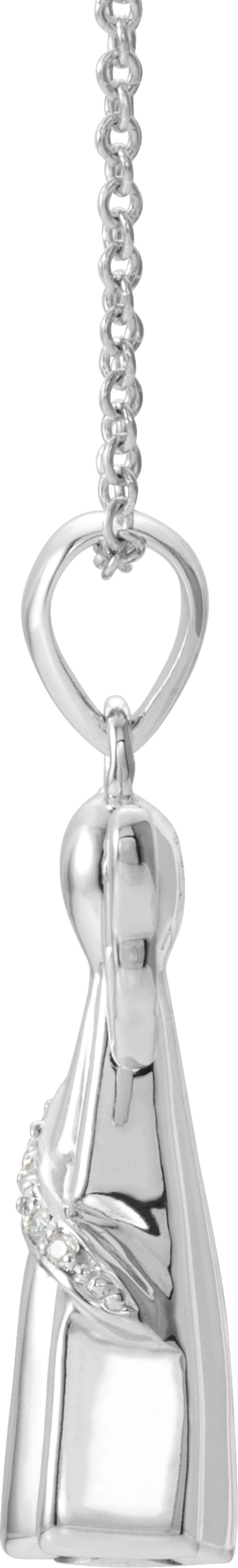 Sterling Silver Imitation White Cubic Zirconia Angel Ash Holder 18" Necklace 